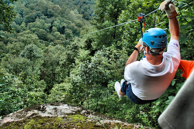 Ride the fastest zipline in North America across the ridges of Kentucky’s tallest mountain!